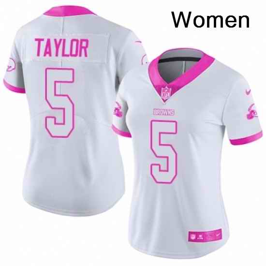 Womens Nike Cleveland Browns 5 Tyrod Taylor Limited WhitePink Rush Fashion NFL Jersey